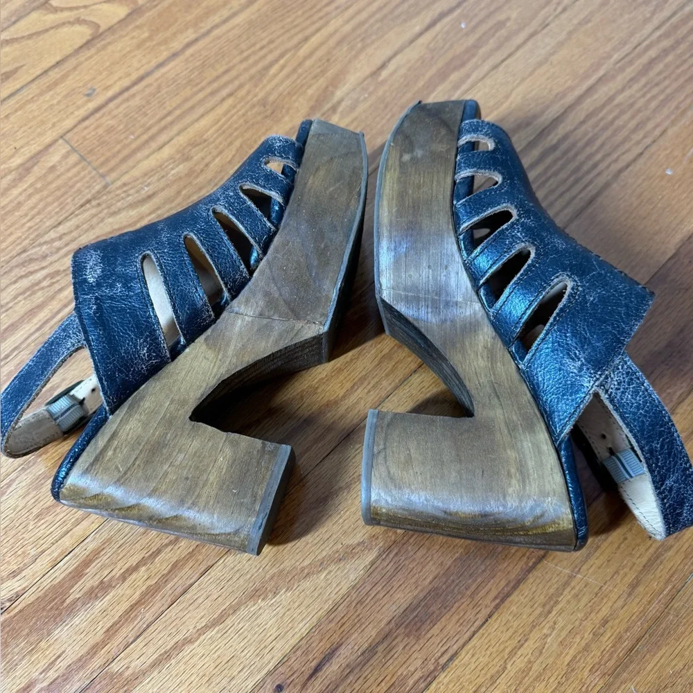 BED|STU Fontella Distressed Black and Brown Platform Sandals 7.5 - Picture 6 of 10